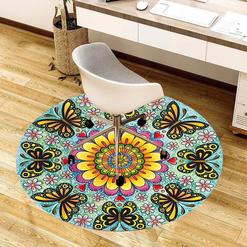 1pc Office Carpet Chair Mats Butterfly Mandala Artwork Perfect for Decorating Office Chairs, Living Rooms, Or Bedrooms