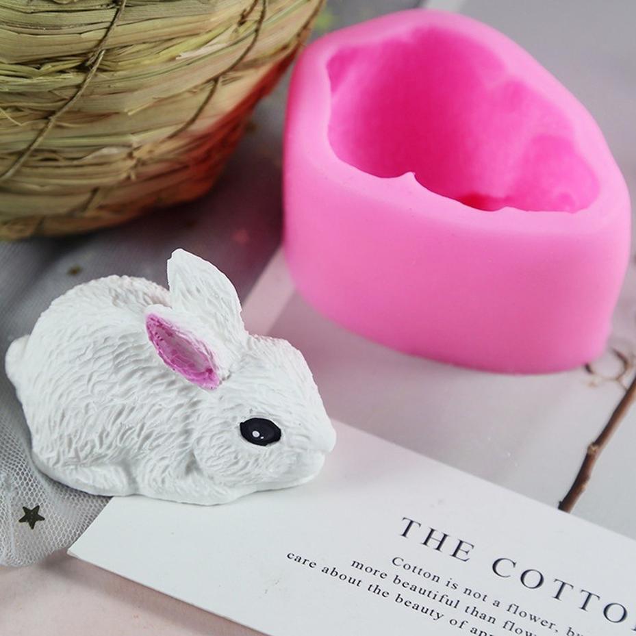 1 Pcs Cute Rabbit Silicone Mold Chocolate Mu Si Fondant Baking Cake Mold Plaster Drop Glue Handmade Soap Mold