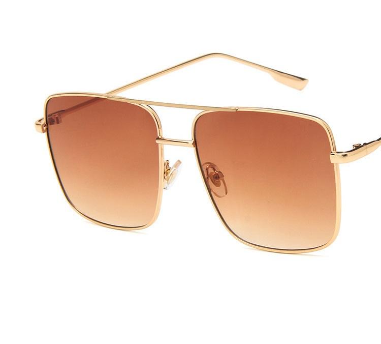 Fashion Vintage Square Frame Oversized Metal Glasses for Men Women Gold Optical Spectacle with Clear Lens