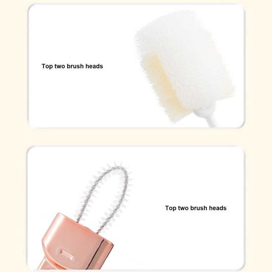 1 Spazzola Per Tazza A Manico Lungo Con 12 Testine In Spugna, 2 Ganci Trasparenti, Spazzola In Spugna Per La Pulizia Della Cucina, Strumento Per La Pulizia Della Spugna