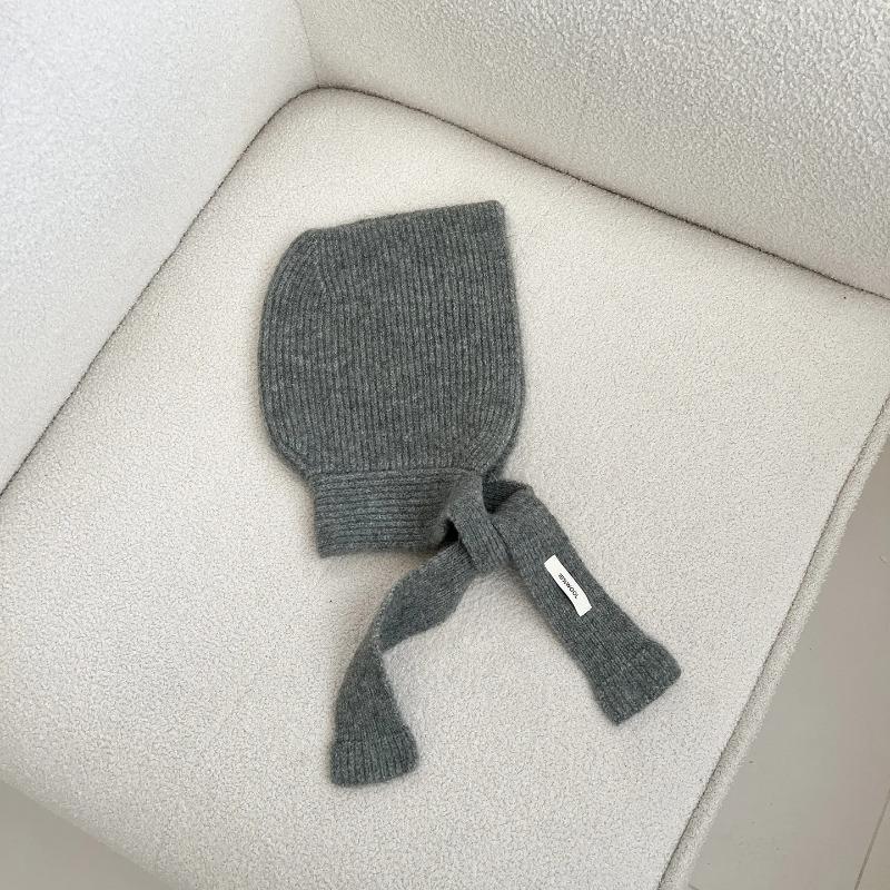 INS Fashion 2-in-1 Kid Scarf Hat Winter Set Knitted Ear Protection Cap with Tie Band for Boys Girls Soft Beanie with Neck Warmer