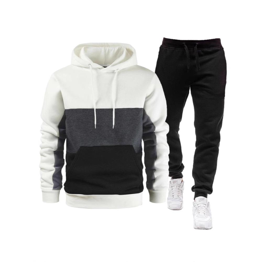 Мужской повседневный худи и модный спортивный костюм с пэчворком M