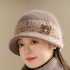The Elderly Hat Women's Winter Velvet Warm Wool Hat Cold Protection Rabbit Fur Basin Hat