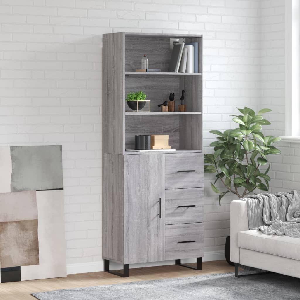 Highboard Gray Sonoma 69.5 X 34 X 180 Cm Particleboard