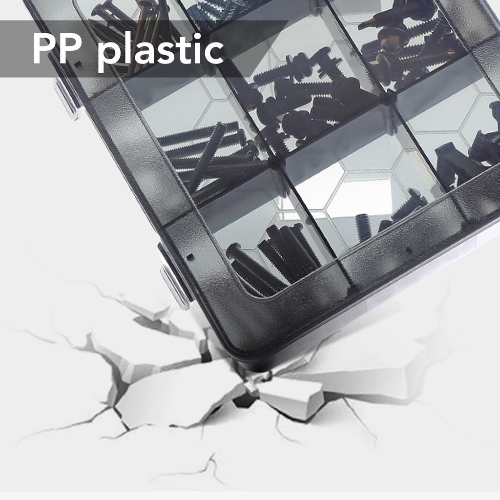 Multi Compartment Parts Box Removable Divider Transparent Plastic 18 Grids Hardware Storage Box for