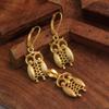 Silver Charm Jewelry Yellow Gold Plated Owl Pendant Earring 100% 925 Sterling Silver Jewelry