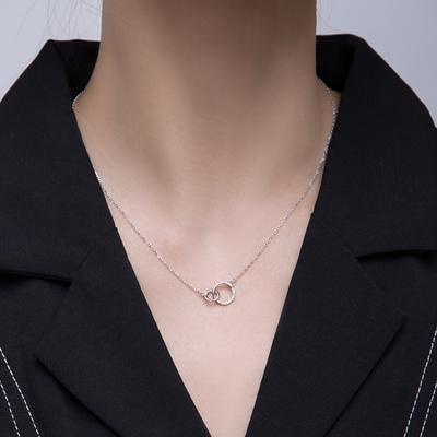 Creative Geometric Necklace For Women Japanese Simple Small Fresh Elegant Temperament Diamond Ring Interlocking Collarbone Chain Chain For Women