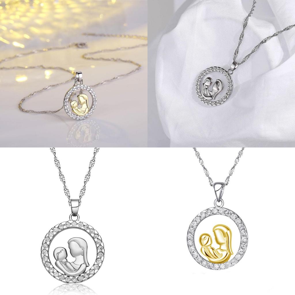 Exquisite Fashionable Copper Zirconia Round Pendant Necklace For Stylish Mothers On Special Occasions