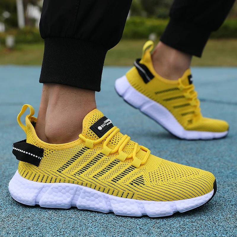 

Men Soft Soled Running Shoes Lightweight Mesh Knitted Walking Shoes Breathable Tenis Masculino Summer Direct Sales Sneakers Men 38