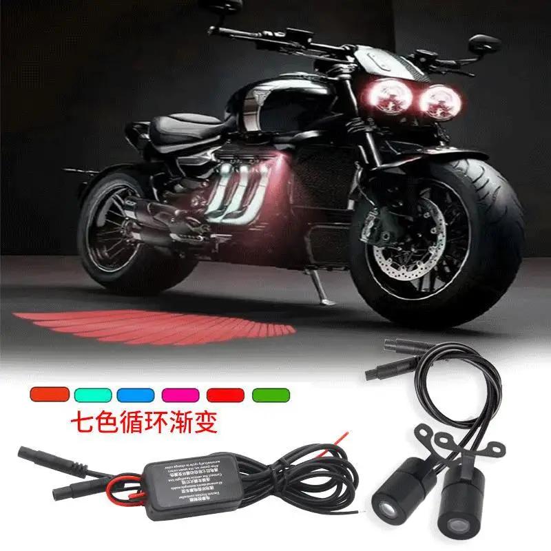 1Pair LED Welcome Light For Motorcycle Angel Wings Projection Lights Motorcycle Modified Decorative Light Wing Laser Lights