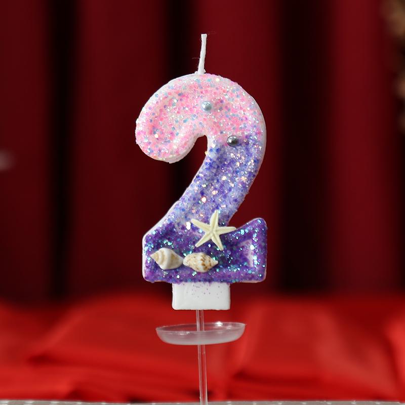 Svíčka růžová fialová narozeninové svíčky kreativní narozeninová svíčka dekorace na dort topper oceán hvězdice babyshow třpytivá ozdoba
