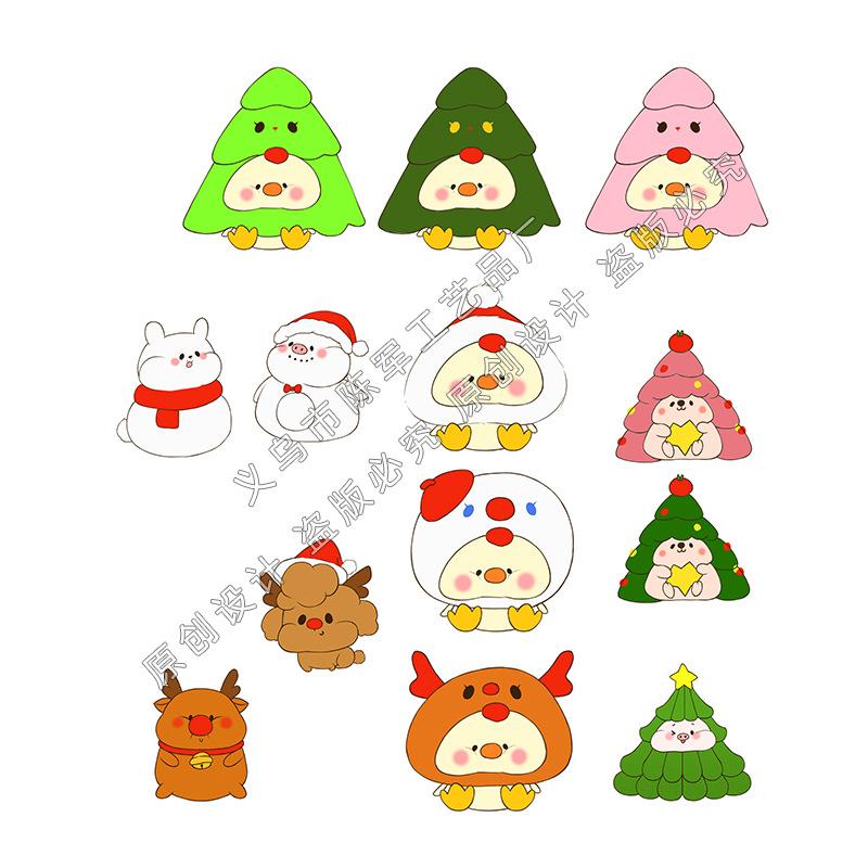 Cartone Animato di Natale Animale Maiale Pupazzo di Neve Albero di Natale Albero di Natale Decorazione Scena di Neve Accessori Palla di Cristallo