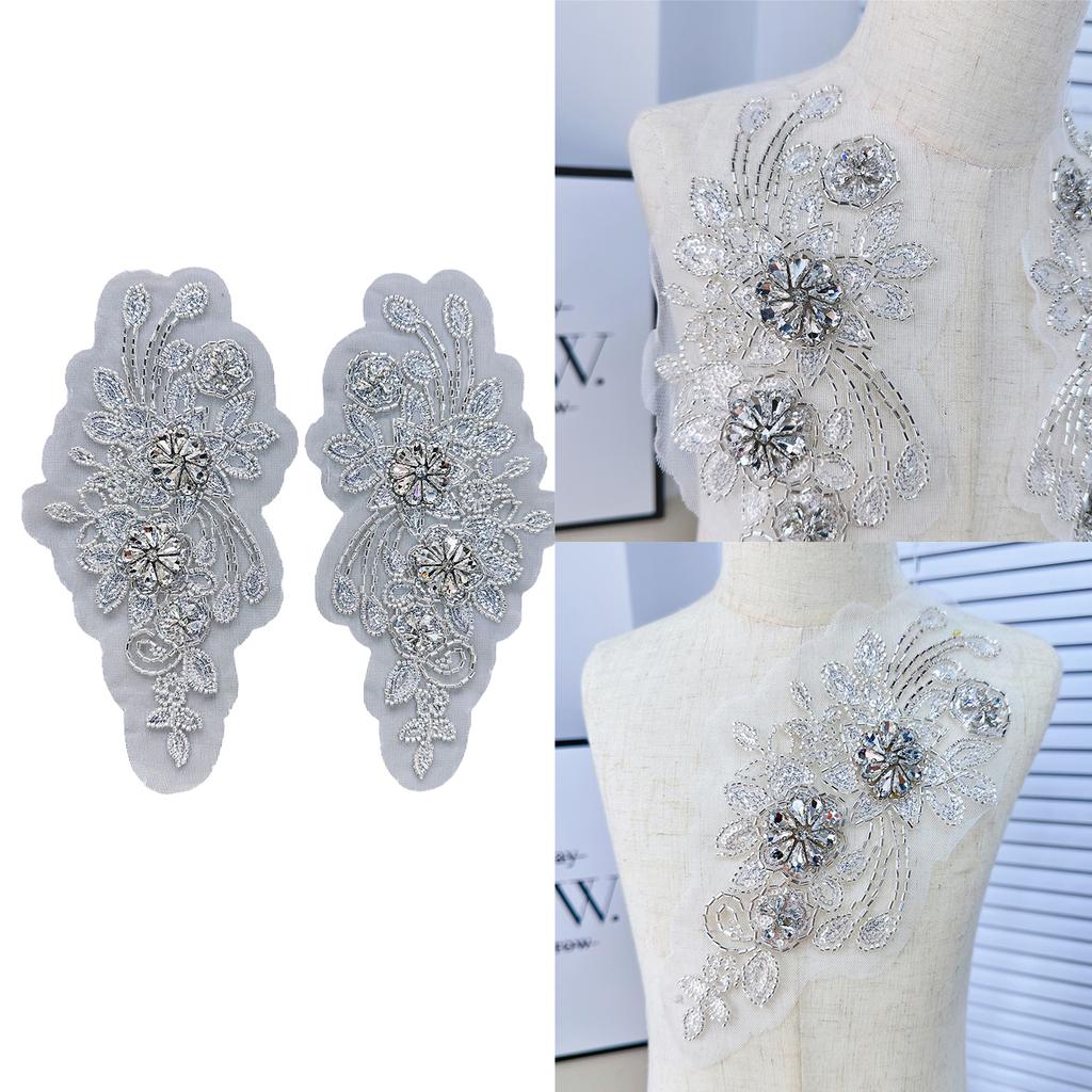 Blingbling Flower Patches Sew On Bannner Repair For Clothing Applique DIY Patches Blingbling Rhinestones Sew On Craft