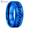 Dropshipping 8mm Stainless Steel Chain Ring Stepped Brushed Rotated Men Women Special Gift Jewelry For Festival