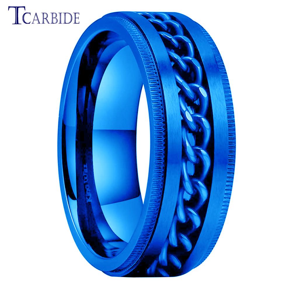 Dropshipping 8mm Stainless Steel Chain Ring Stepped Brushed Rotated Men Women Special Gift Jewelry For Festival