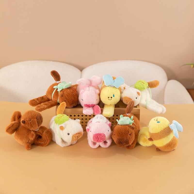 Schwanzwedelnde Kapibara Schnappring Puppe Kinder Klatschring Armband Puppe Mädchen Herz Kapibara Plüschtier