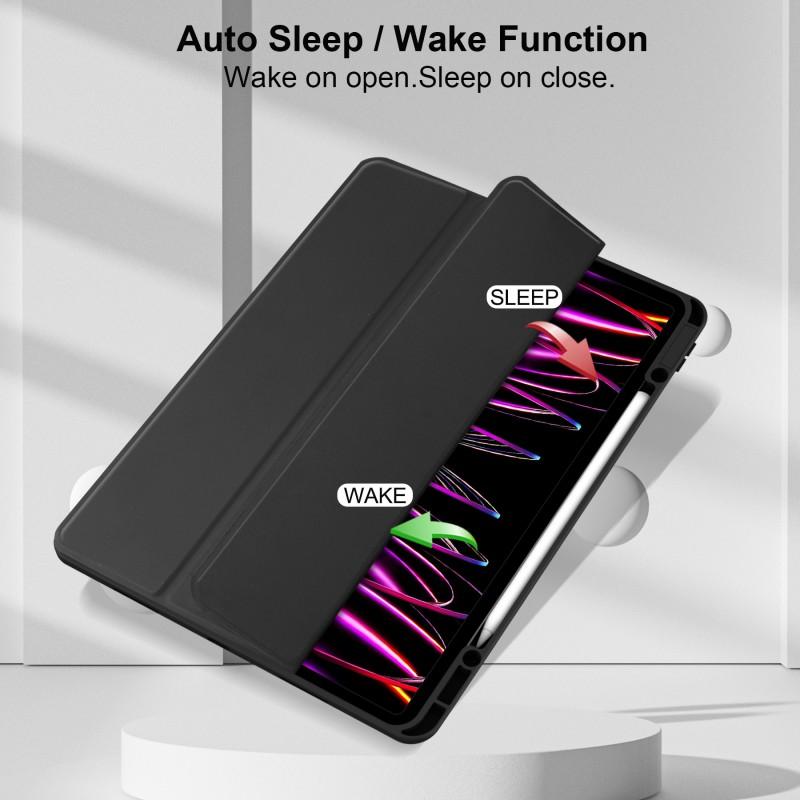 IPad Pro 12.9 Inch Air 13 Folio Case With Stand Magnetic Sleep/Wake Soft TPU Shell Acrylic Pen Slot Full Protection