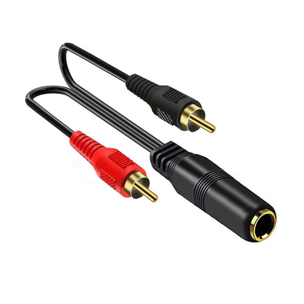 Durability 6.35mm TRS to 2RCA Adapter Cable 2RCA Male Stereo Audios Adapter for High Fidelitys Sound Systems Speakers