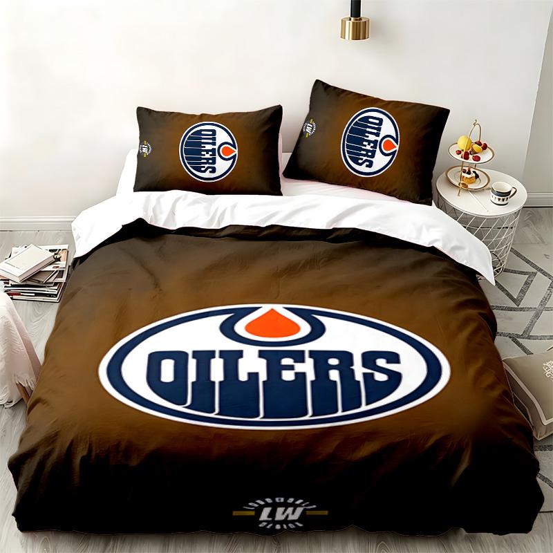 Edmonton Oilers 3pc Set Perfect for Bedroom Use Comfortable Bedding Set Includes a Duvet Cover and Two Pillowcases Ideal Birthday or Christmas Gift