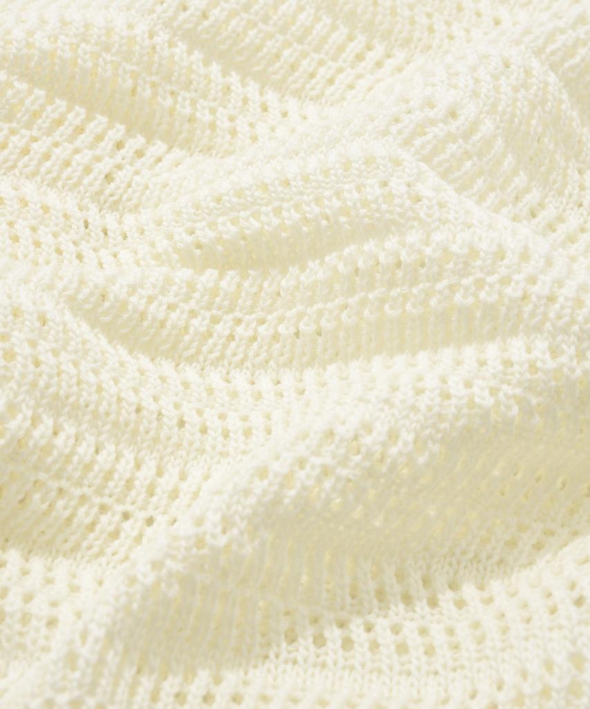 COVERNAT Crochet Half Knit Shirt Ivory