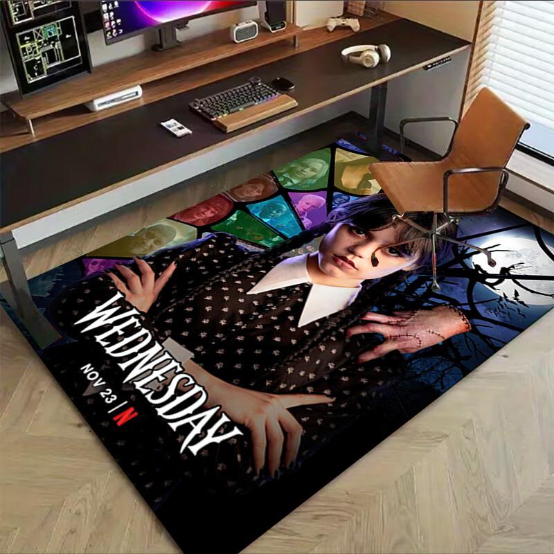 1pc Wednesday Addams Family Carpet for Playroom Bedroom Living Room Sofa Home Decor,kids Game Area Rug Non-slip Floor Mat Y82671