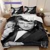 Black and white retro Johnny Hallyday bedding, duvet cover, pillowcase, home decoration, birthday gift (1 * duvet cover+2 * pillowcase, coreless)