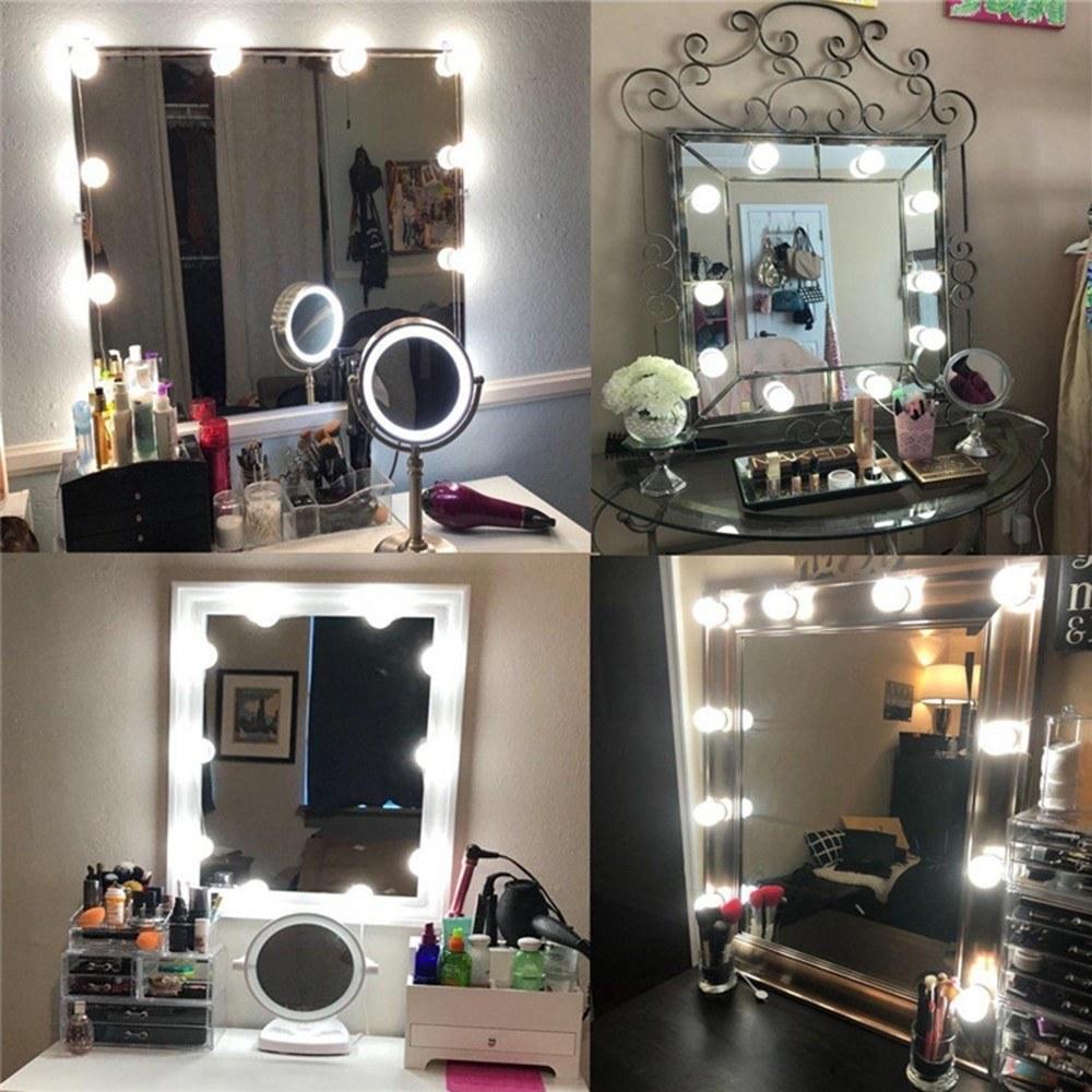 3 Lighting Modes Vanity LEDs Mirror Lights Kit with 10 Bulbs Adjustable 10 Brightness USB Mirror String Light for Makeup Dressing Table