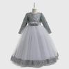 2024 Girls' Sequin Long Sleeve Evening Dress for Catwalk and Events