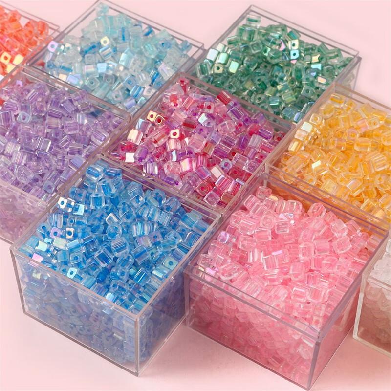 5mm Iridescent Glass Cube Beads for DIY Jewelry