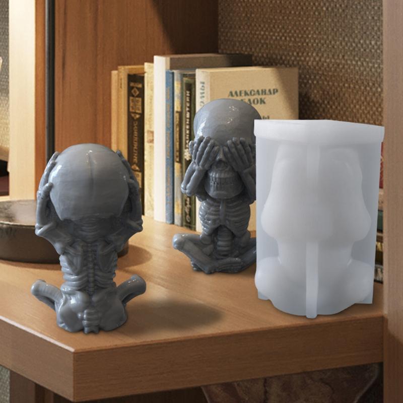 Flexible Resin Mold Skull Shape Ornament Molds Easy Releasing Silicone Texture for Epoxy Creative Table Decorations