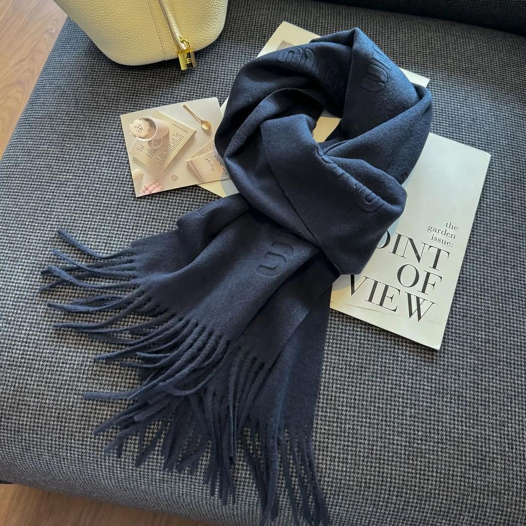 High Quality 100%Wool Scarf Women Autumn Winter Solid Color Simple Classic Cashmere Muffler Female New Type Versatile Warm Shawl