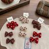 Strawberry Embroidery Bow Hairpin Hairclips Cute Hair Rope Tie Scrunchies Rubber Band Elastic Hair Band Girls Hair Accessories