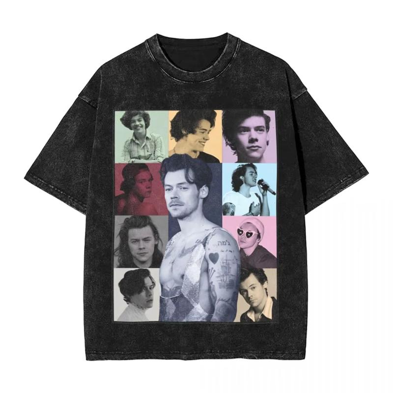 Harrys Styles Eras Tour Washed T Shirts Streetwear Hip Hop Novelty TShirts Tees Unisex Women Cotton Oversize Printed