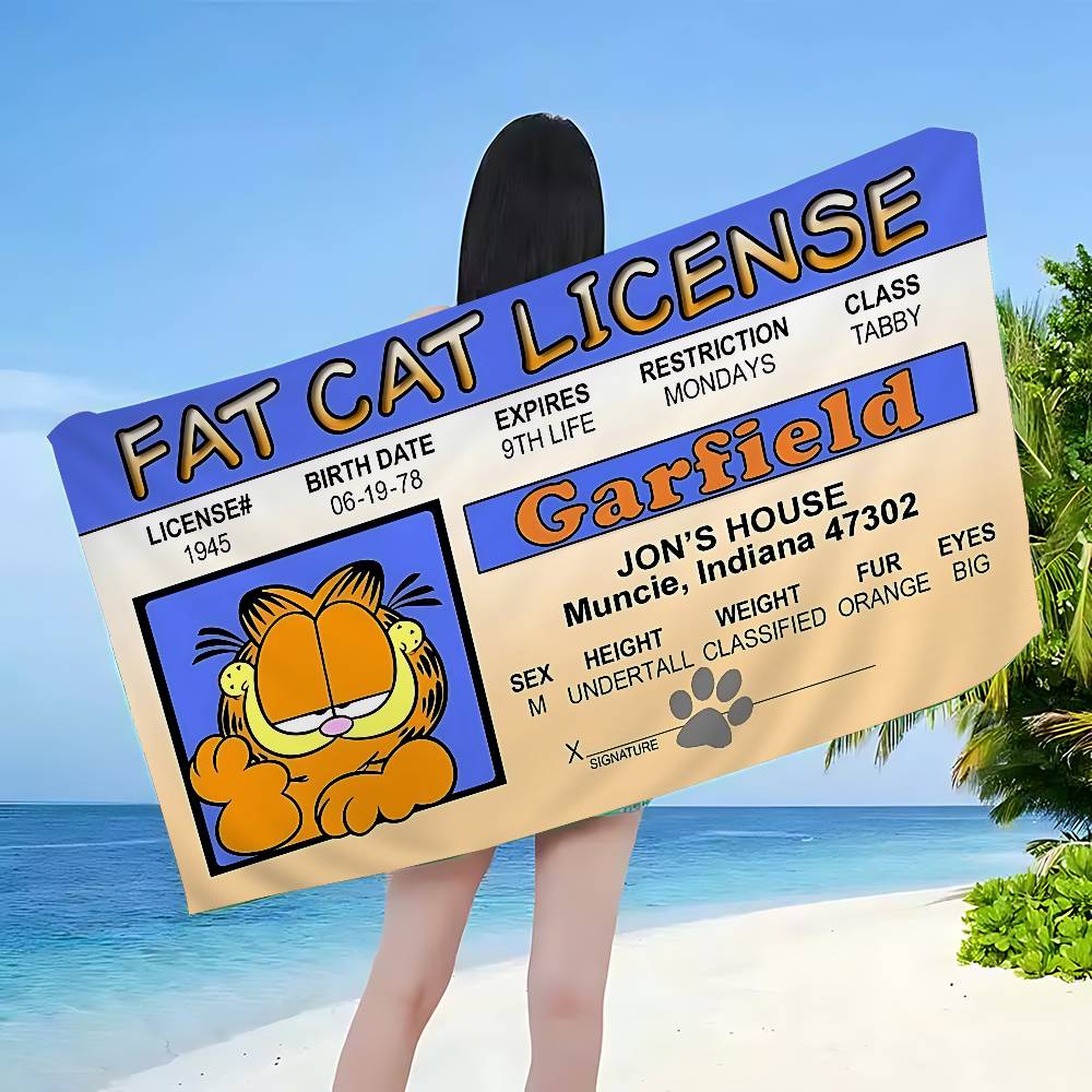 Cute Anime G-Garfields Cat Big Microfiber Beach Towels Quick Dry Towel Sand Beach Towels Pool Towel For Travel Swim Pool Yoga