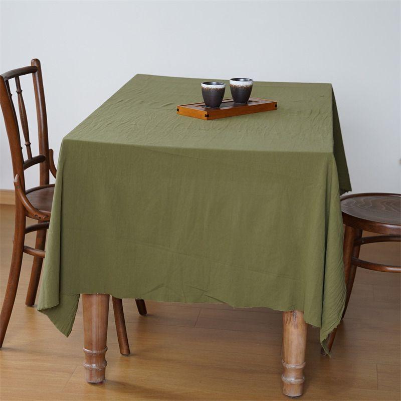

Льняная ткань для скатерти однотонная из стиранного хлопка прямоугольная для стола обеденного стола скатерть в стиле инс минималистичная настольная салфетка плед для пикника Green tea 65*65cm cloth