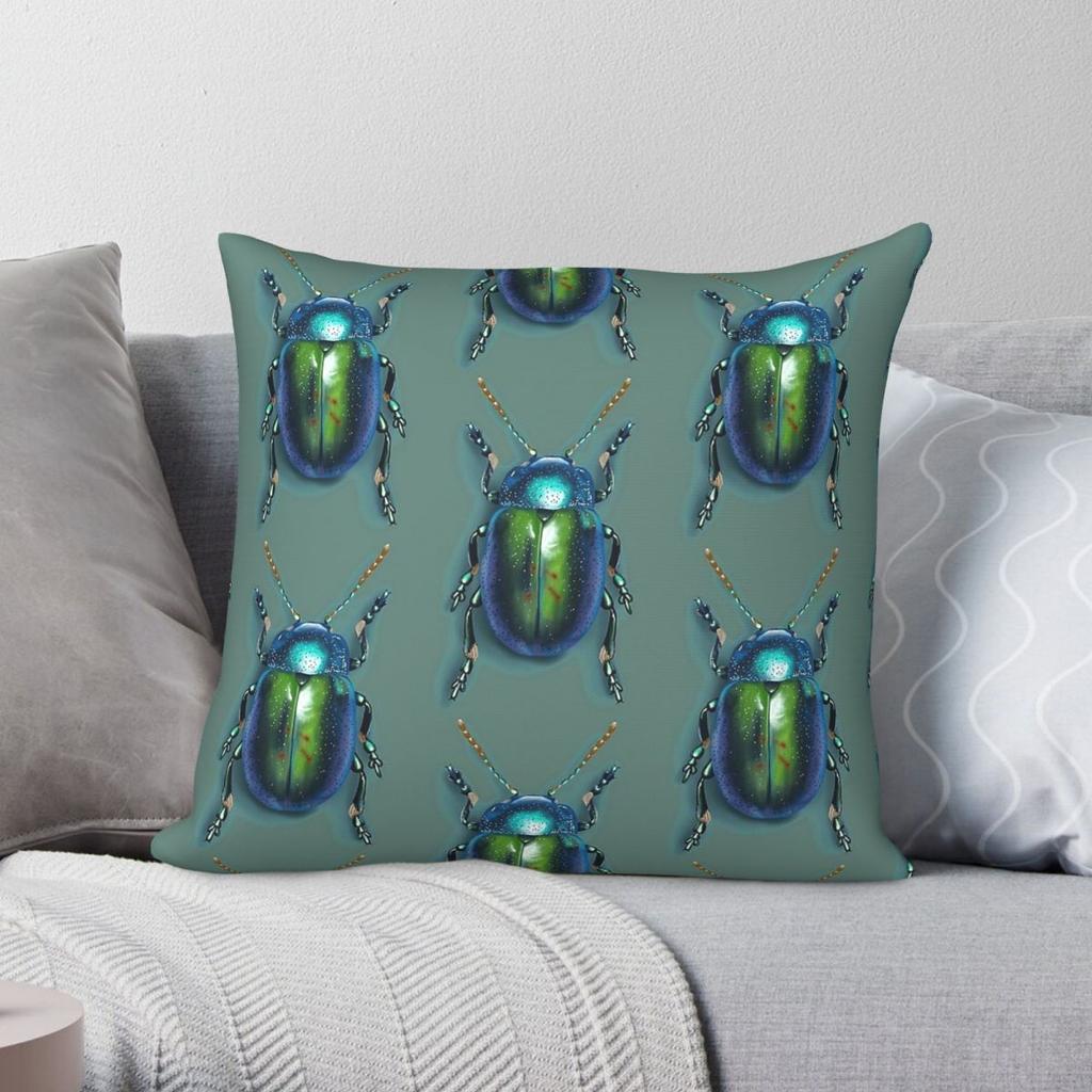 Tansy Beetle Insert Pillowcase Polyester Linen Velvet Creative Zip Decorative Home Cushion Cover