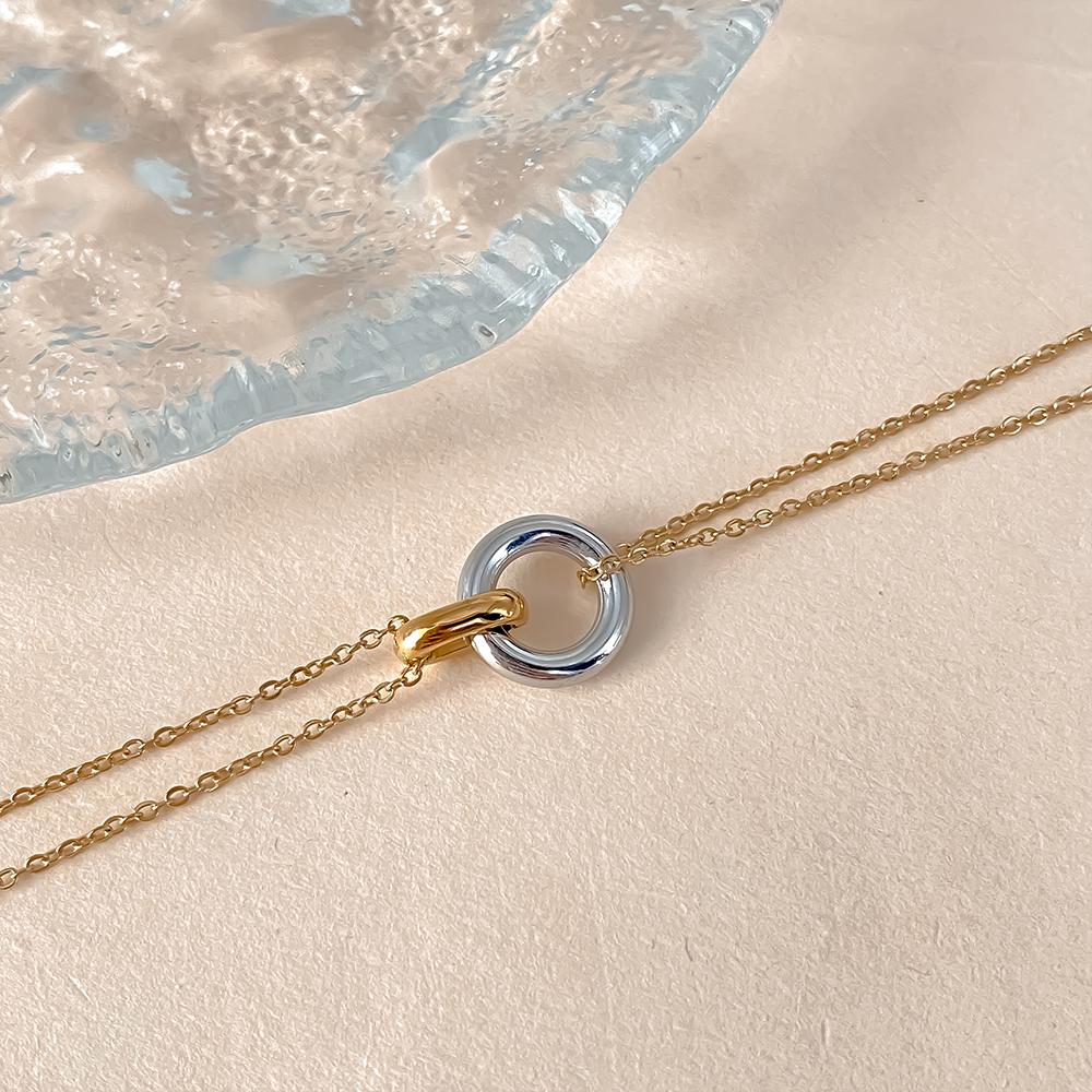 eManco Stainless Steel two-color pendant Necklaces For Women Chokers Trend Fashion Festival Party Gift Jewelry