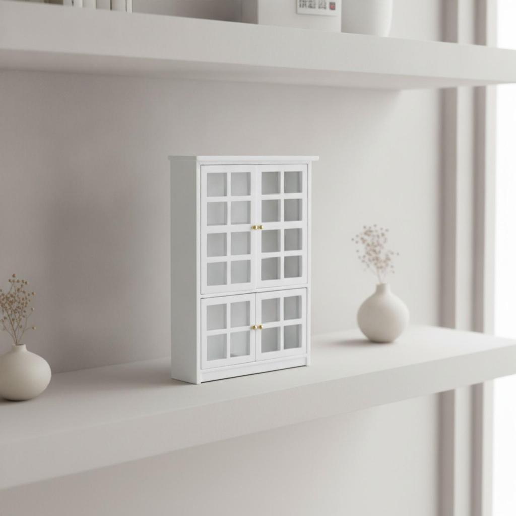 1:12 Scale Dollhouse Cabinet White MDF Display Realistic for Tabletop Displays