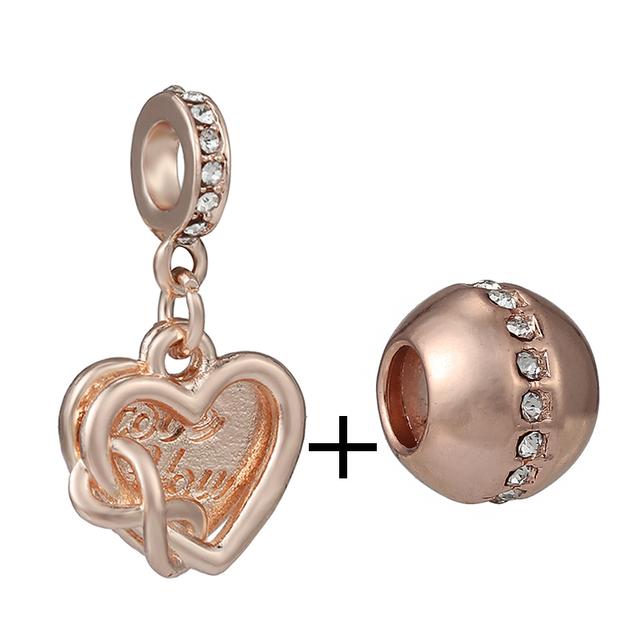 2pcs /Lot New Trend Crown Feather Zircon Hollow Leaves Beads Fit Original Brand Charms Silver Color Bracelets Women Diy Jewelry