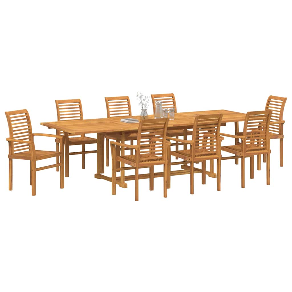 Garden Dining Set 9 pcs Brown Solid Wood Teak