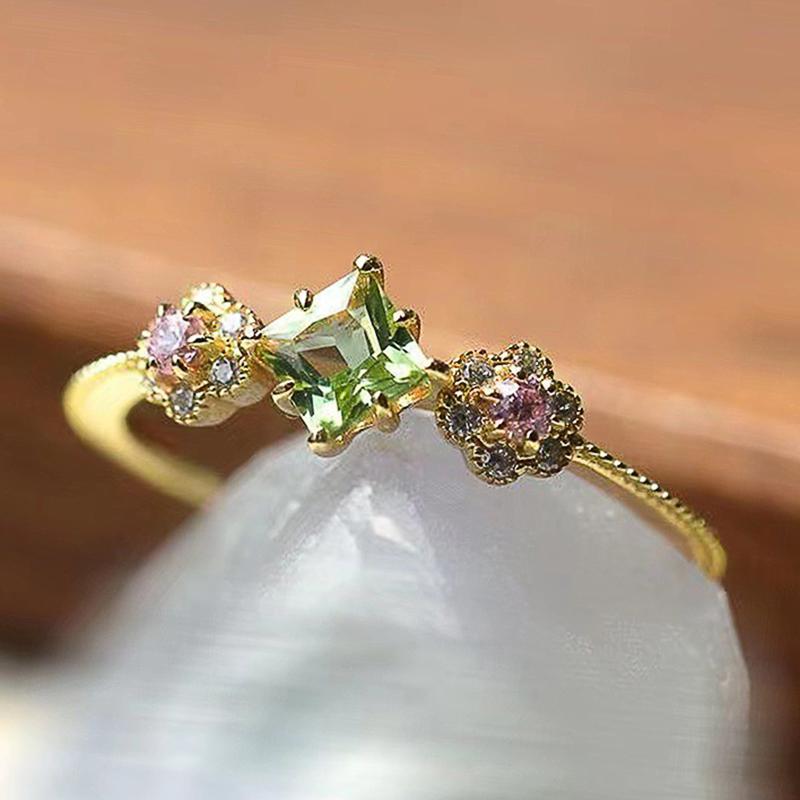 Colorful Cubic Zirconia Rings for Women New Wedding Party Exquisite Girls Finger Rings Birthday Gift Statement Jewelry