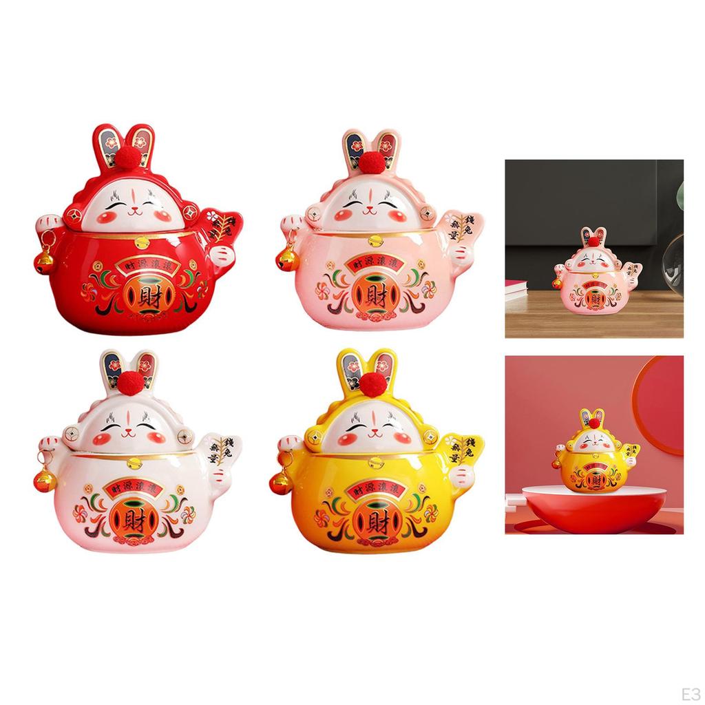 Year Wealth Lucky Figurine Ceramic Piggy Bank Decoration Home Office Decor for Good Luck Collectible