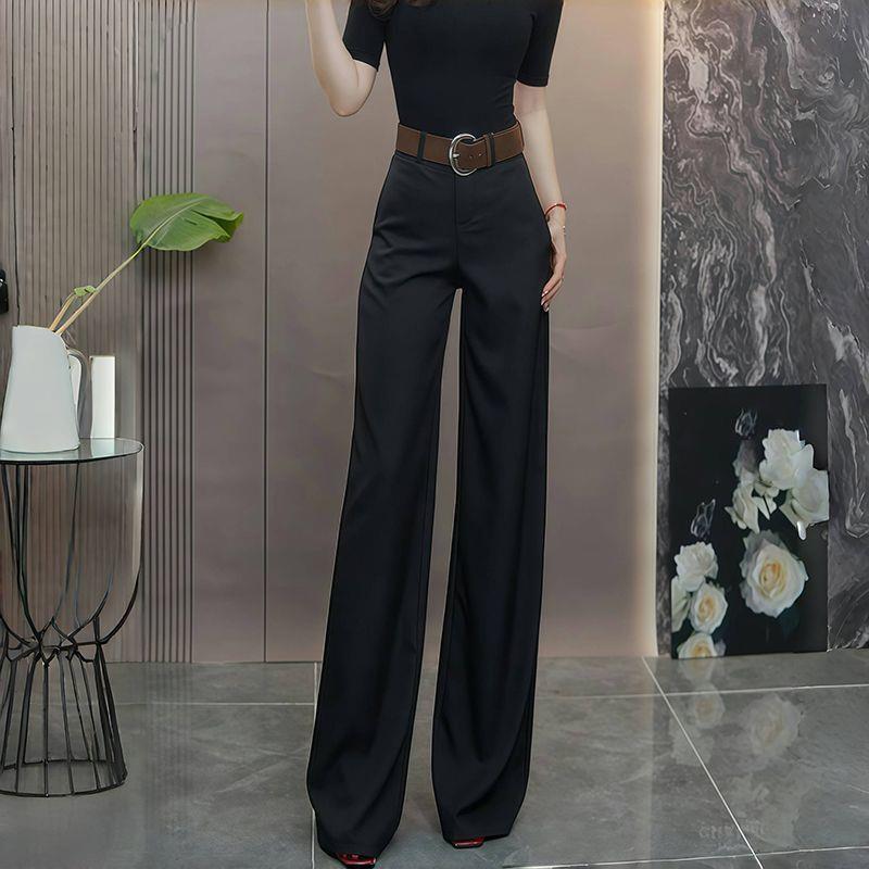 

Chic High-Waist Black Pants for Women - Autumn Slimming Drape, Narrow or Wide Leg Options 3XL (Recommended 135-145 lbs)