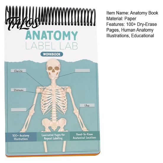 A&P Exam Prep Materials Anatomy Label Lab Workbook Human Illustrations 100+ Reusable Practice Book Full-Color Dry-Erase Pages Educational Resource for