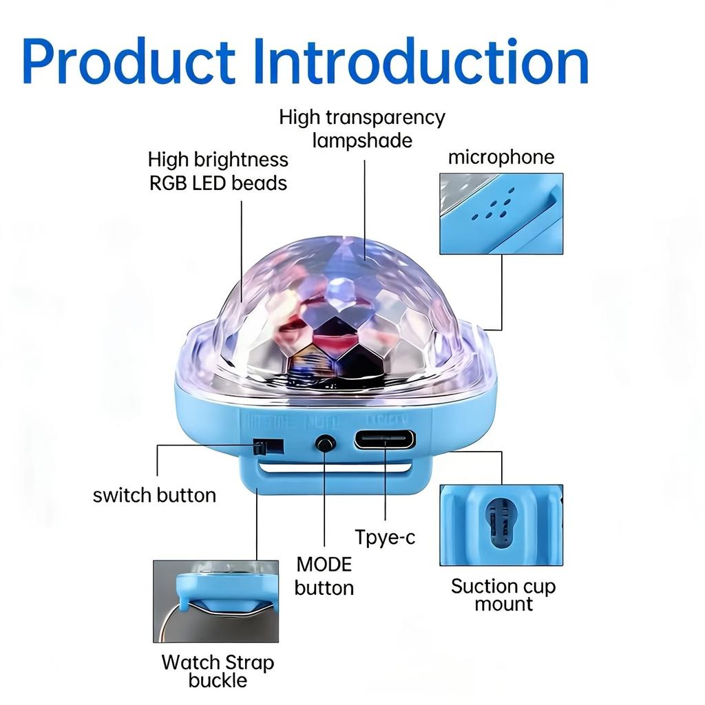 Mini Disco Ball LED Glow Bracelet | Portable Party Wristband Light with Suction Cup, Color-Changing, 4-Color Mode, Battery Powered