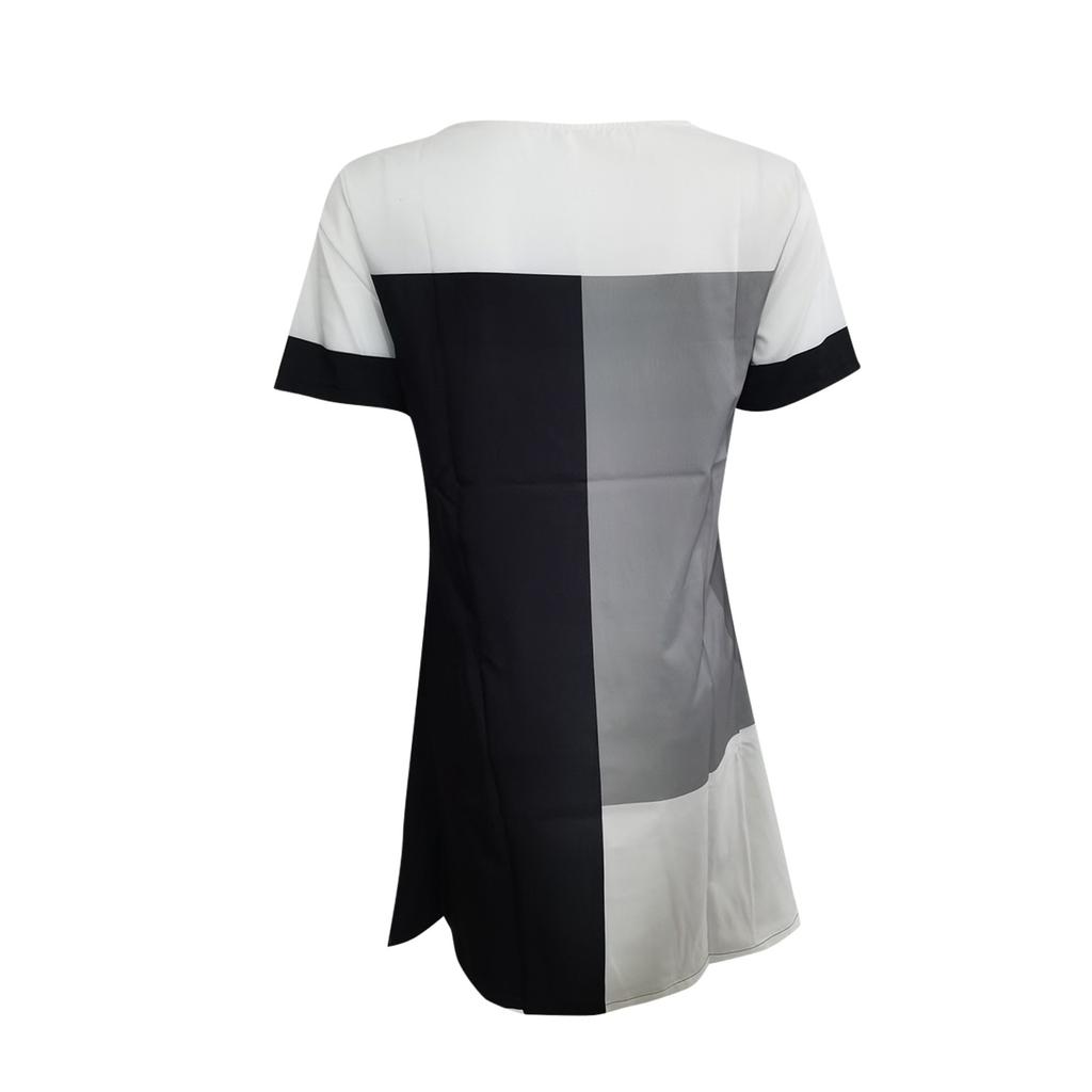 Damenmode Sommer neuer Trend Positionierungsdruck Rundhals Kurzarmkleid
