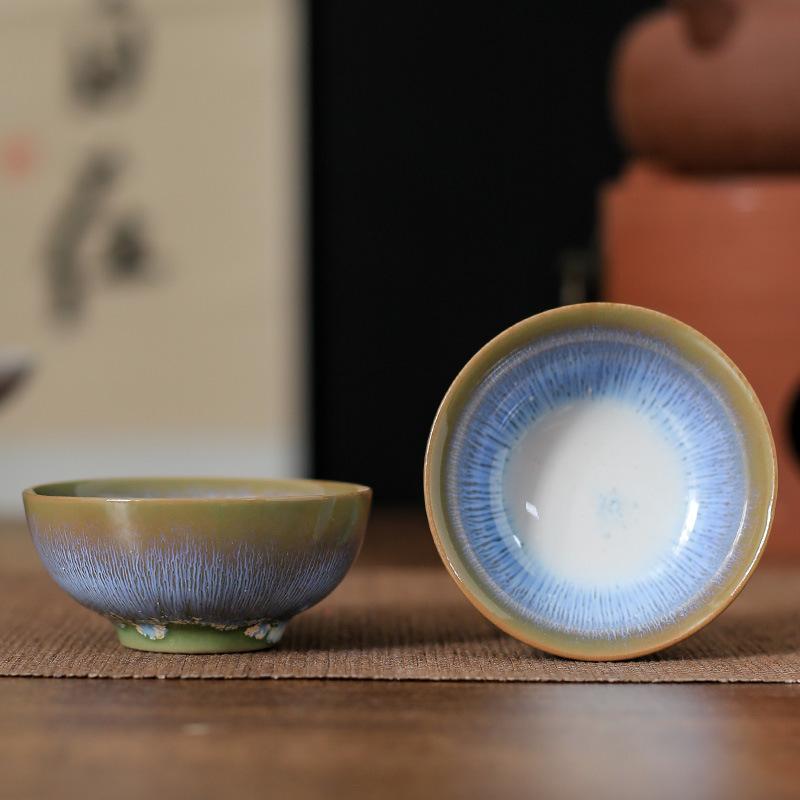 Ceramic kiln change kung fu small cup colorful brushed tea bowl tea cup household guest cup night market stall promotional gifts