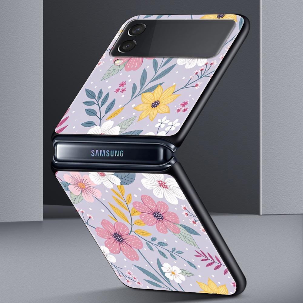 Handyhülle für Samsung Galaxy Z Flip 3 4 5 6 7 Faltbar Für Samsung Z Flip4 Flip5 PC Hartschalenhülle Stilvolles Design mit Blumenmuster
