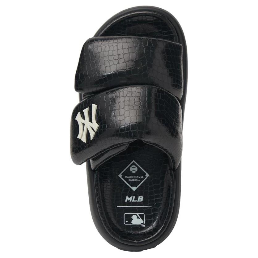New MLB New York Yankees Slip Resistant Abrasion Resistant Slide Slippers Unisex Black White 3ALPBLX43-50BKS