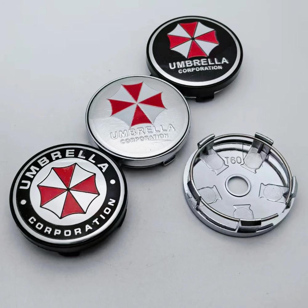 4pcs Umbrella Logo Badge Emblem Car Wheel Center Caps O.D 60MM Clips 56MM Wheels Hub Cap Rim Hubcaps Dust Cover Car Accessories